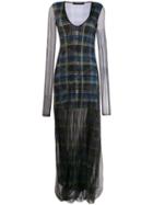 Y/project Check Sheer Overlayer Maxi Dress - Green