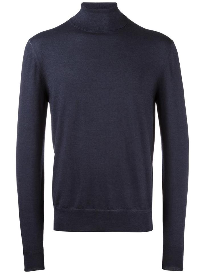 Berluti Turtleneck Jumper, Men's, Size: 48, Blue, Wool