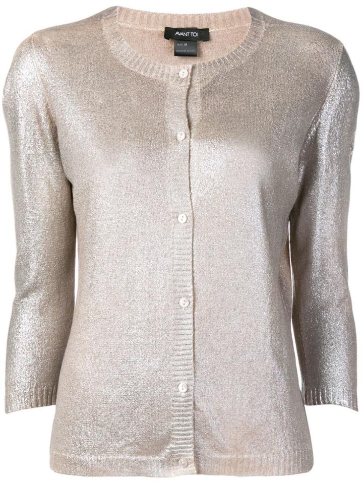 Avant Toi Glitter Effect Cardigan - Neutrals