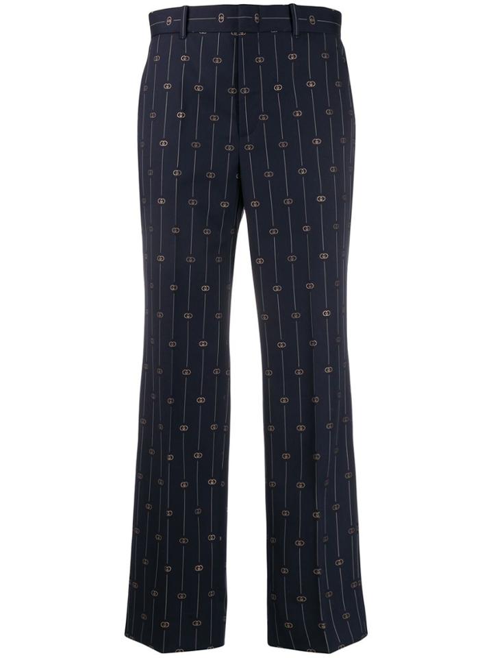 Gucci Gg Straight Leg Trousers - Blue