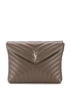 Saint Laurent Monogram Clutch Bag - Grey