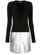 Paule Ka Deep V Mini Dress - Black