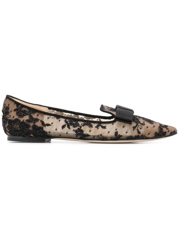 Jimmy Choo Gala Lace Ballerina Shoes - Black