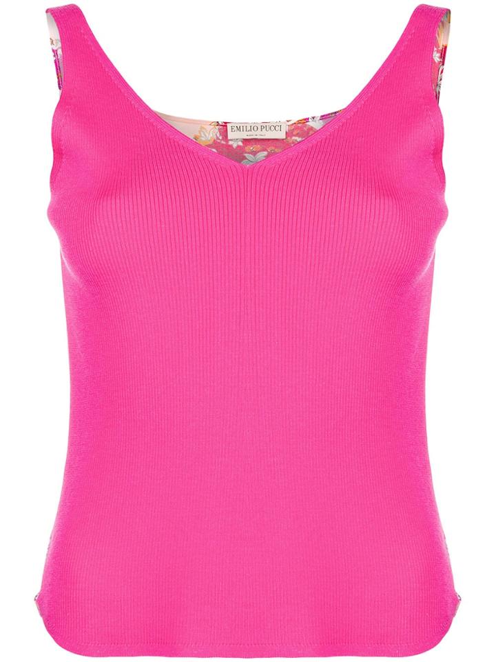 Emilio Pucci Contrast Floral Print Vest - Pink & Purple