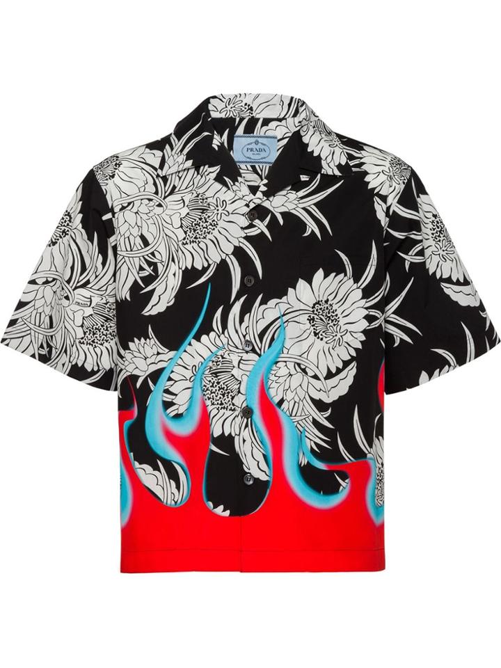 Prada Flame Print Shirt - Black