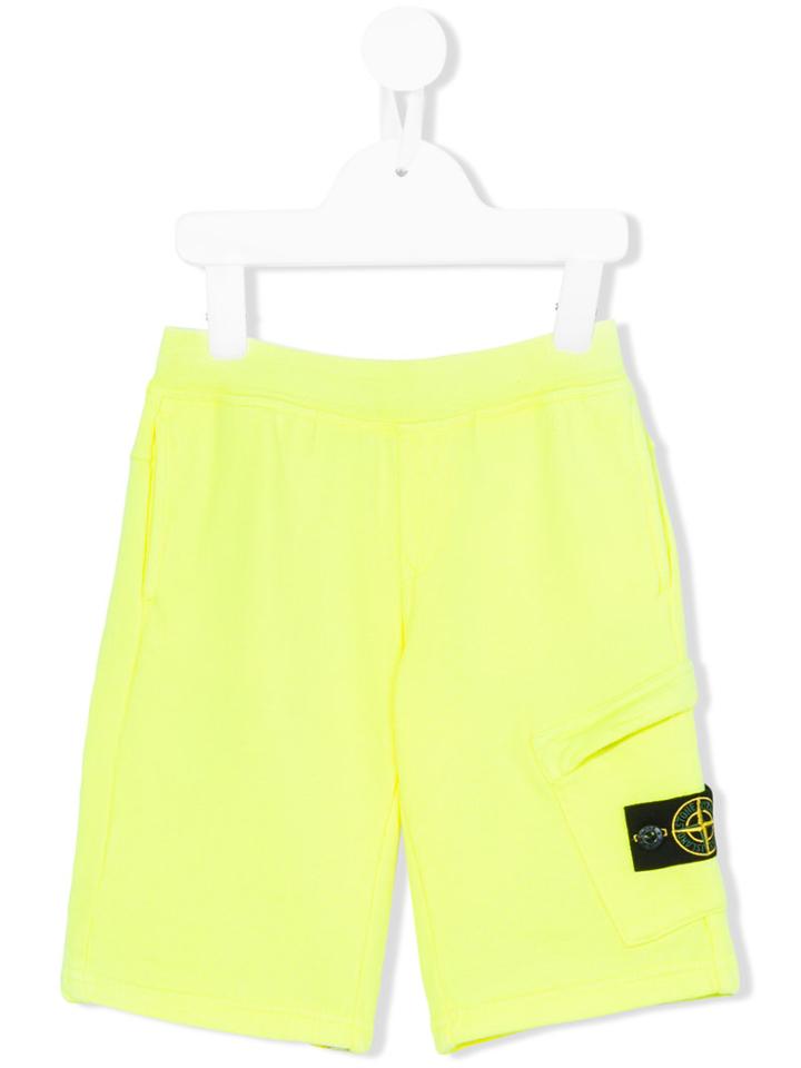 Stone Island Junior - Logo Patch Bermuda Shorts - Kids - Cotton - 10 Yrs, Yellow/orange