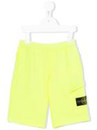 Stone Island Junior - Logo Patch Bermuda Shorts - Kids - Cotton - 10 Yrs, Yellow/orange