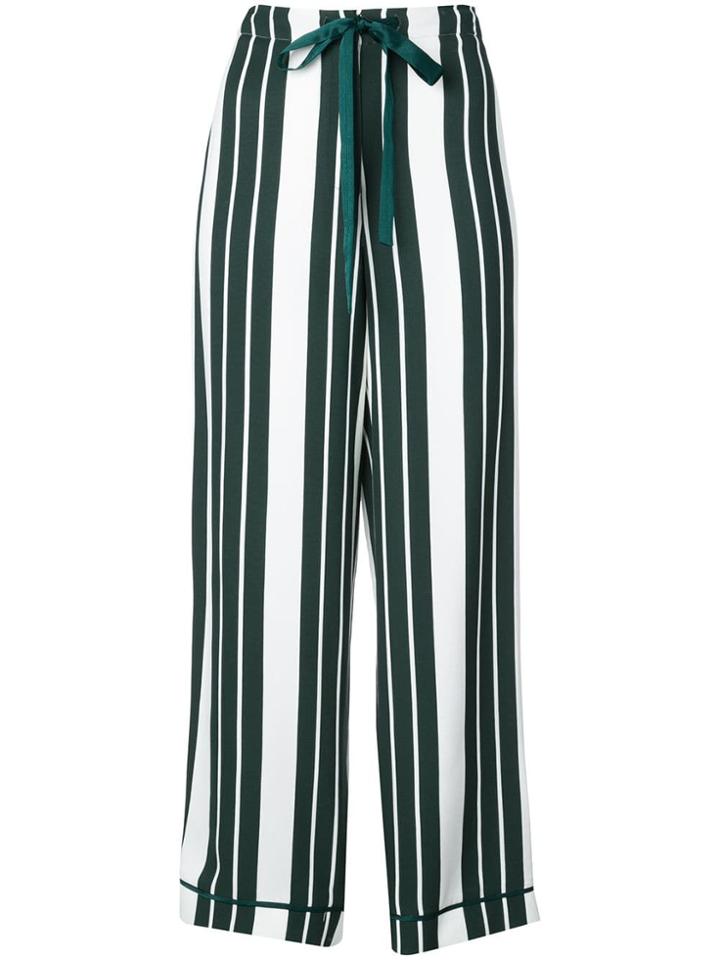 Oscar De La Renta Striped Straight Trousers - White