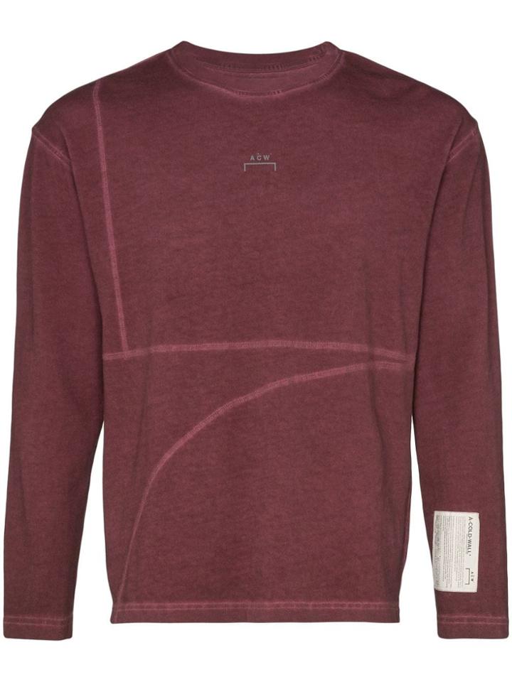 A-cold-wall* Overlock Detail Long Sleeve T-shirt - Purple
