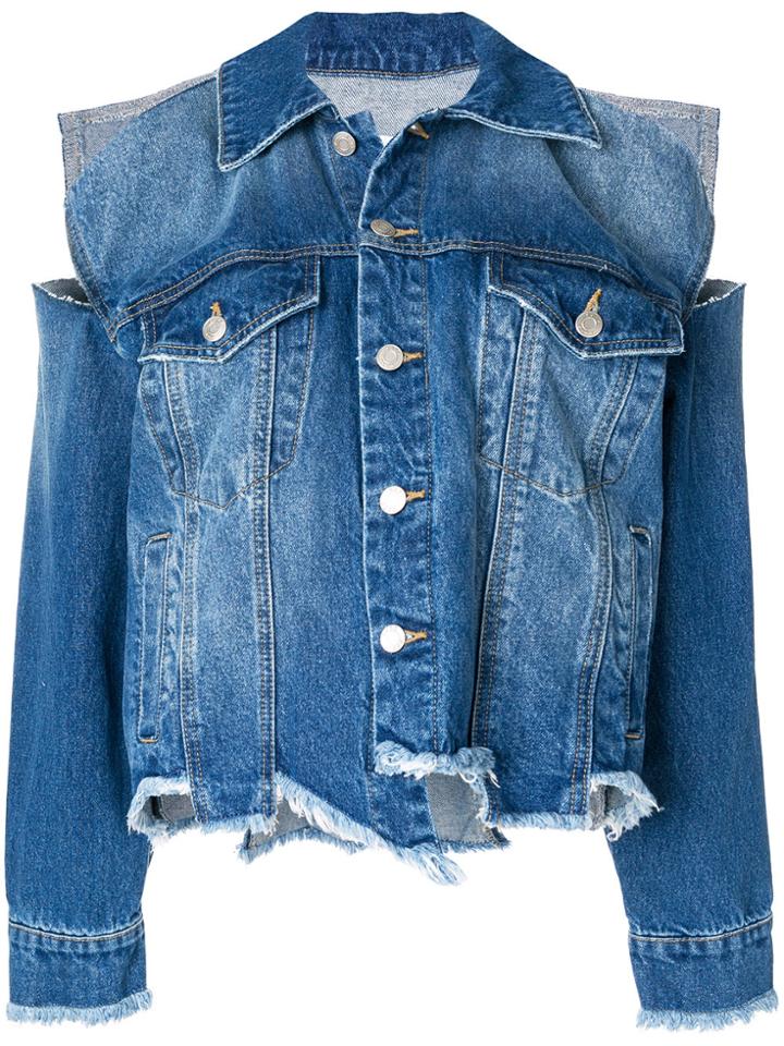 Sjyp Destroyed Denim Jacket - Blue