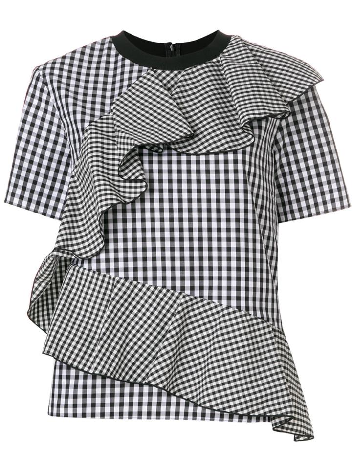 Sport Max Code Hilde Gingham Print Frill Trim Blouse - Black