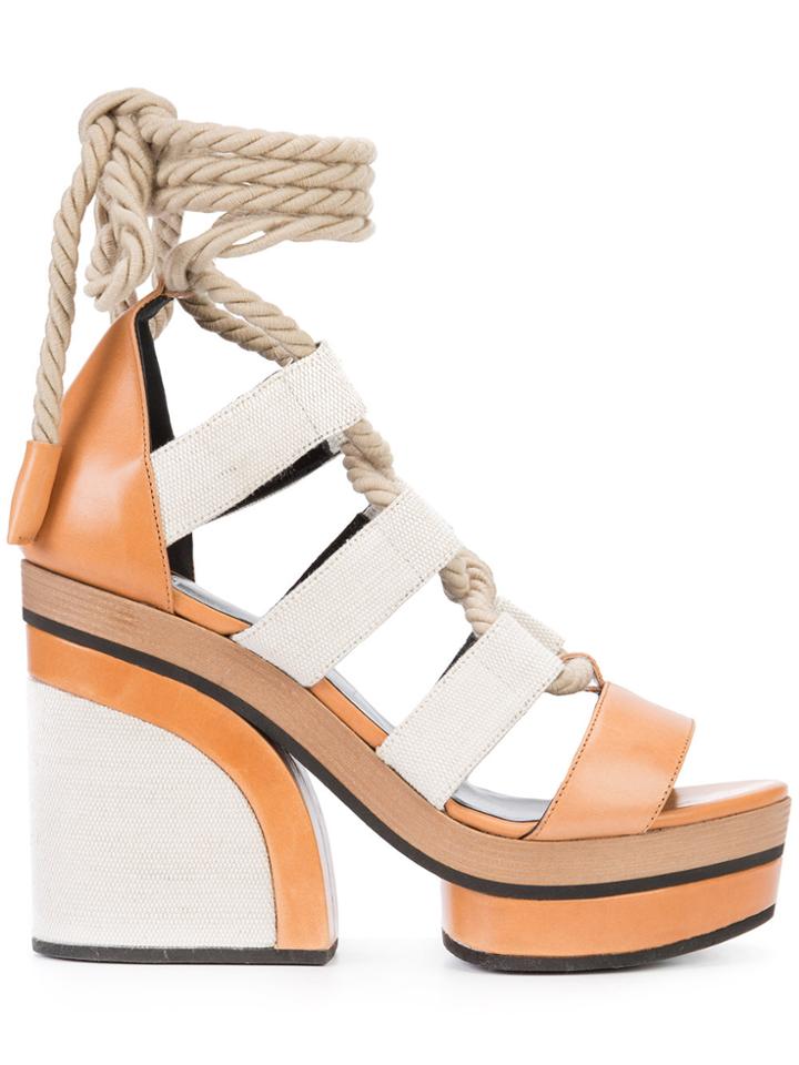Pierre Hardy Lace-up Platform Sandals - Brown