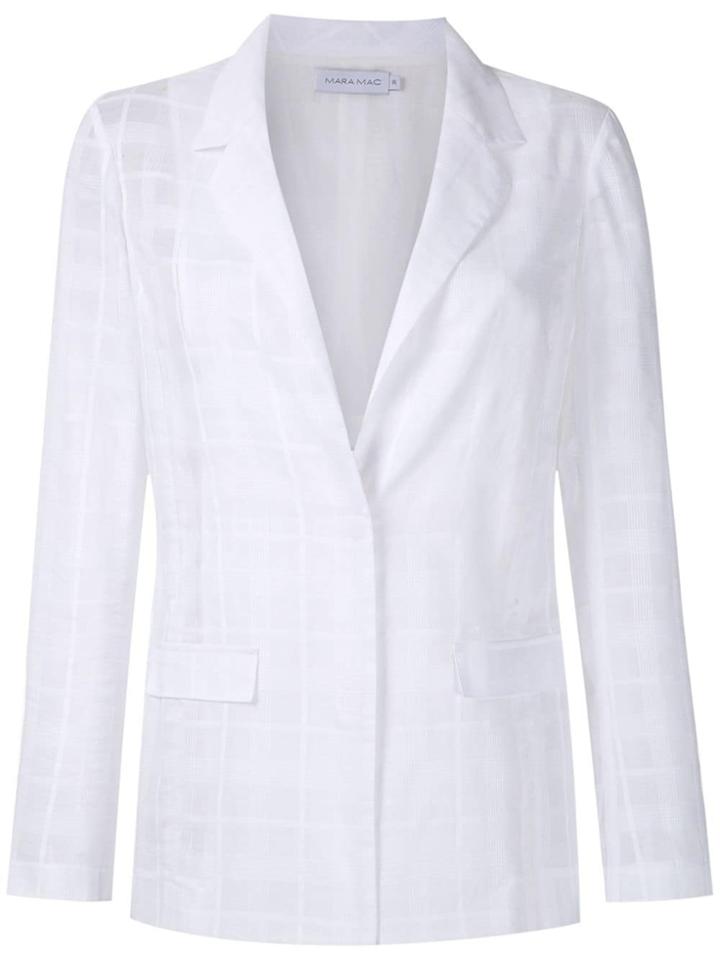 Mara Mac Check Sheer Blazer - White