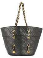 Chanel Pre-owned Quilted Chain Tote - Black