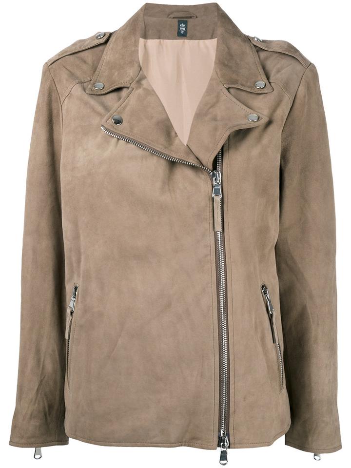 Eleventy - Classic Biker Jacket - Women - Leather/polyester - 44, Brown, Leather/polyester