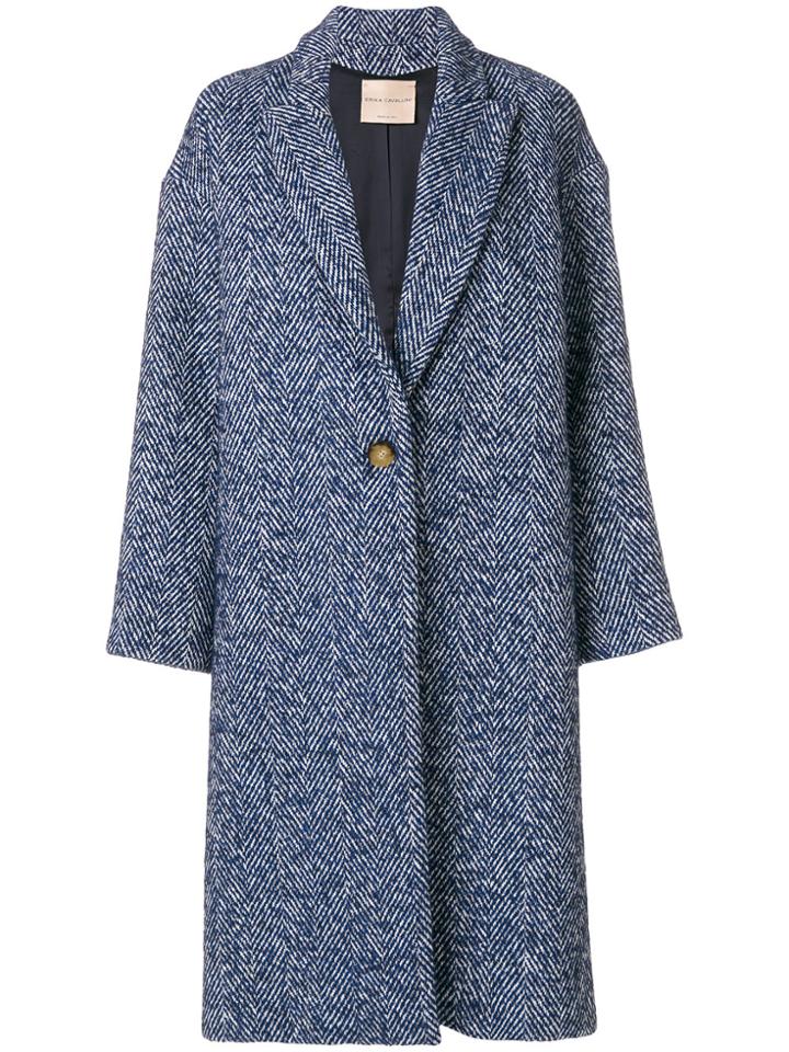 Erika Cavallini Textured Single Breasted Coat - Blue