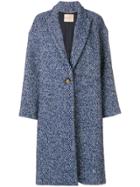 Erika Cavallini Textured Single Breasted Coat - Blue