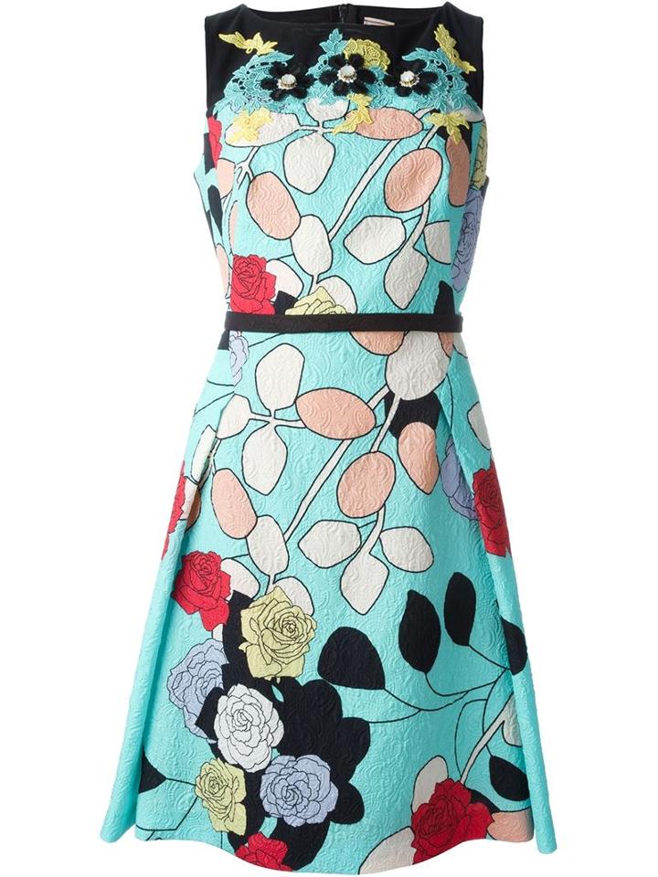 Antonio Marras Rose Print Lace A-line Dress, Women's, Size: 40, Black, Polyester/polyamide/spandex/elastane/viscose