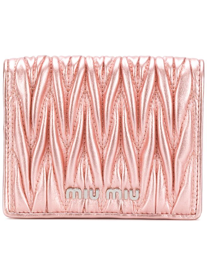 Miu Miu Matelassé Mini Wallet - Pink & Purple