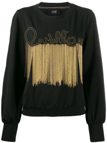 Cavalli Class Fringed Sweater - Black