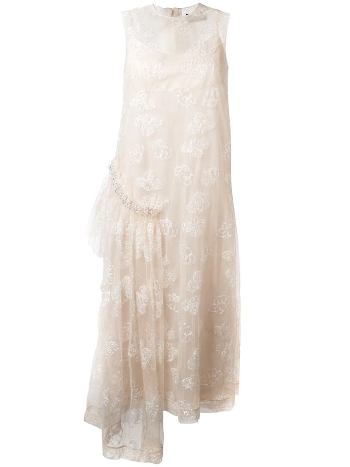 Simone Rocha Tinsel Embroidery Dress, Women's, Size: 8, Nude/neutrals, Polyamide/polyester/acetate/viscose