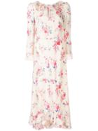Vilshenko Floral Print Frill Hem Dress - Neutrals
