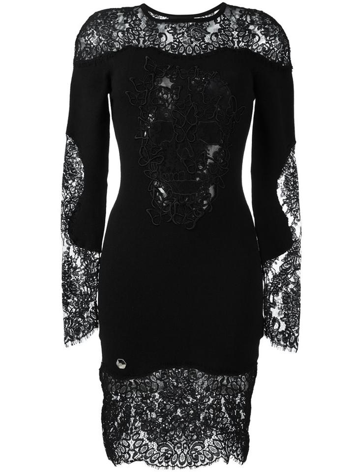 Philipp Plein 'it Wasn't Me' Dress, Women's, Size: Small, Black, Polyamide/viscose/cashmere/merino