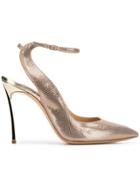 Casadei Pointed Toe Pumps - Gold