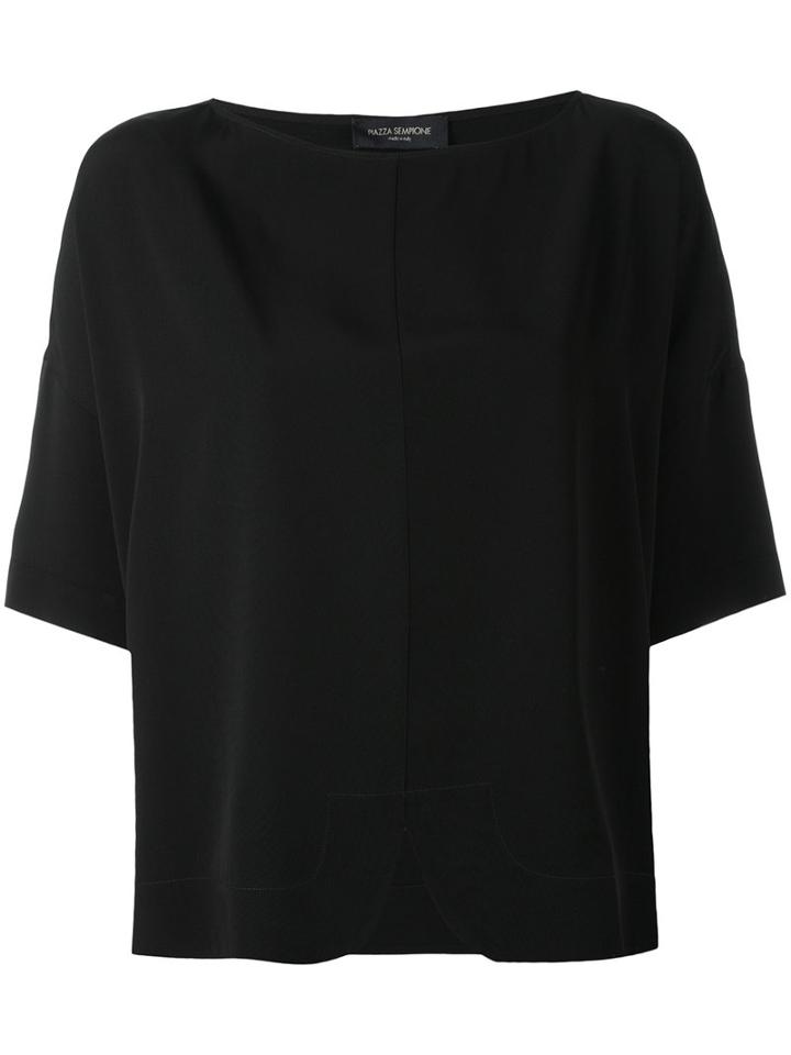 Piazza Sempione - Curved Hem Top - Women - Silk/acetate - 42, Black, Silk/acetate