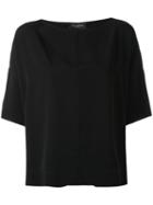 Piazza Sempione - Curved Hem Top - Women - Silk/acetate - 42, Black, Silk/acetate