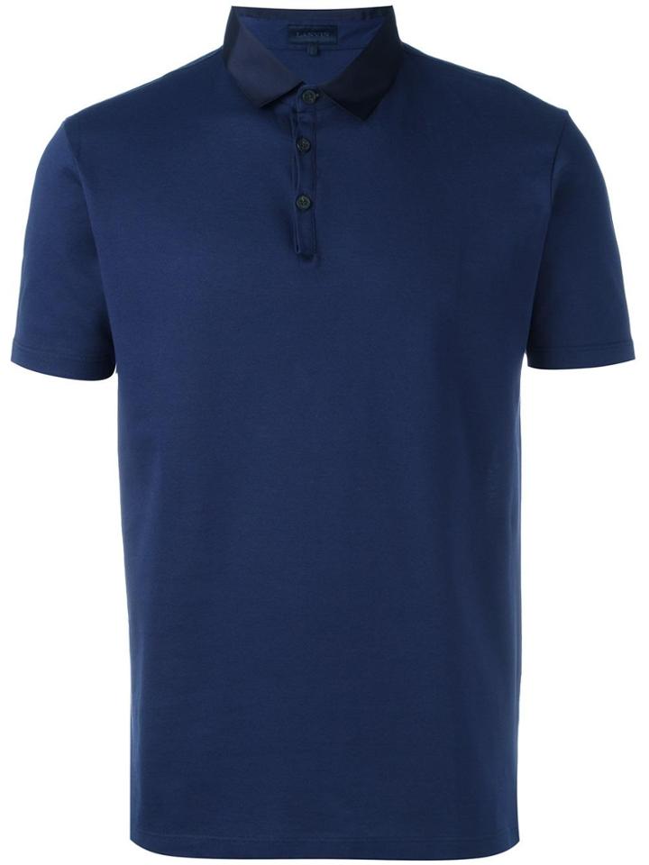 Lanvin Contrast Collar Polo Shirt - Blue