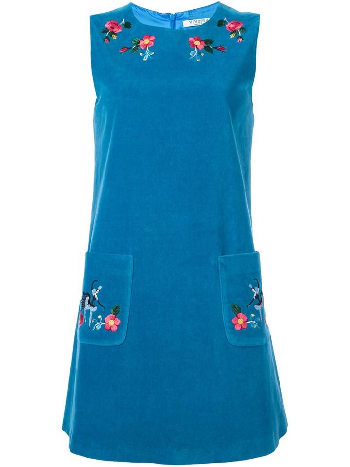 Vivetta Embroidered Mini Dress, Women's, Size: 38, Blue, Cotton/spandex/elastane/polyester/acetate
