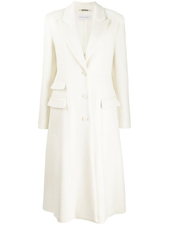 Alberta Ferretti Long Single Breasted Coat - White