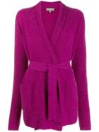 N.peal Shawl Collar Belted Cardigan - Purple