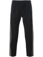 Alexander Mcqueen Satin Skull Stripe Track Pants, Men's, Size: Large, Black, Cotton