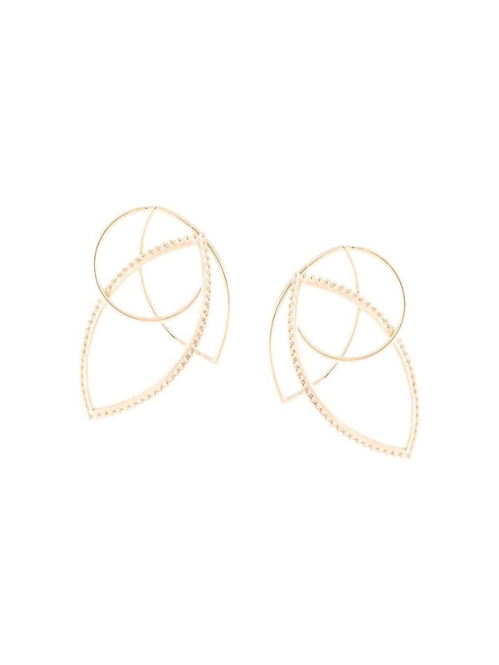 Natalie Marie 9kt Yellow Gold Large Maple Dotted Earrings