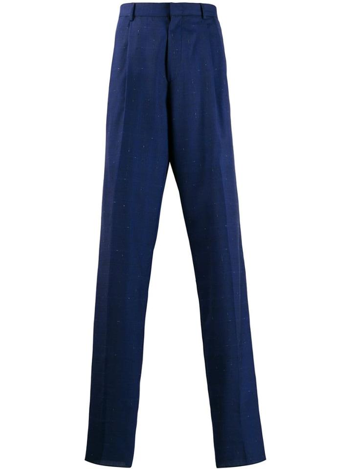 Etro Check Print Wide Leg Trousers - Blue