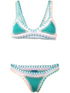 Kiini - Liv Crochet-trimmed Bikini - Women - Cotton/nylon/polyester/spandex/elastane - S, Green, Cotton/nylon/polyester/spandex/elastane