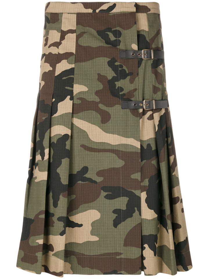 Amen Camouflage Print Kilt - Green
