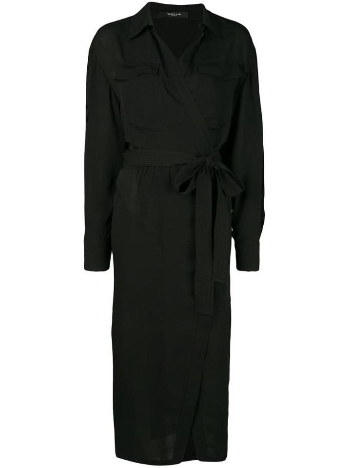 Derek Lam Long Sleeve Asymmetrical Georgette Placket Shirt Dress -