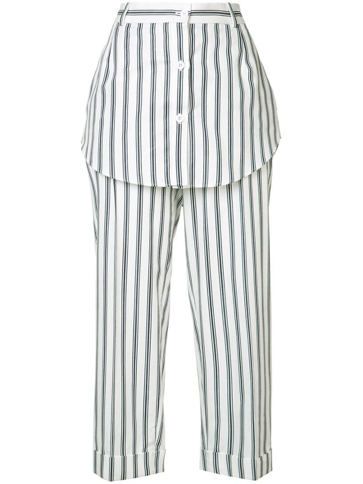 Monse Striped Skirt Trousers, Women's, Size: 4, White, Cotton/tencel