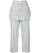 Monse Striped Skirt Trousers, Women's, Size: 4, White, Cotton/tencel
