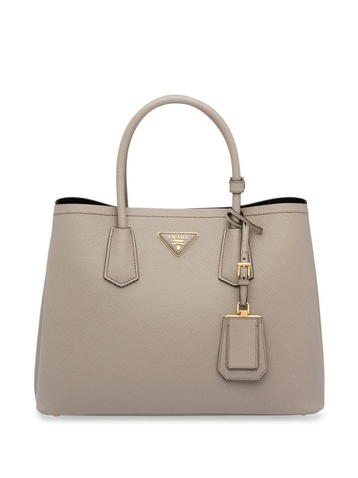 Prada Large Double Tote Bag - Grey