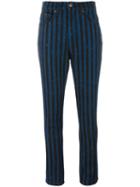 Marc Jacobs Stripe Flood Stovepipe Jeans, Women's, Size: 26, Blue, Cotton