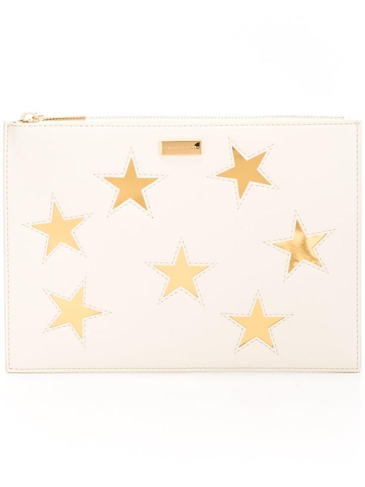 Stella Mccartney Embroidered Stars Clutch Bag - White