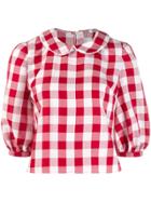 Batsheva Gingham Check Cropped Blouse - Red