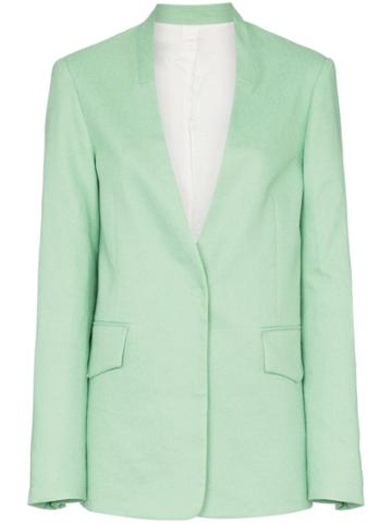 Joseph Barr Relaxed Fit Collarless Blazer Jacket - Green