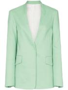 Joseph Barr Relaxed Fit Collarless Blazer Jacket - Green
