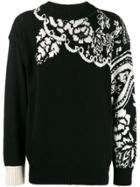 Sacai Floral Knit Sweater - Black