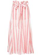 Lee Mathews Simmons Stripe Godet Skirt - Red